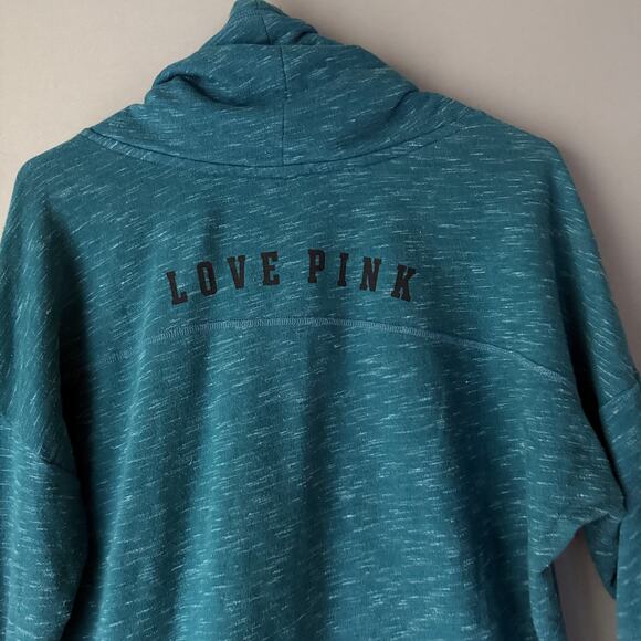 Victoria's Secret PINK sz S blue teal‎ cowl neck Hoodie NWOT - Picture 6 of 7